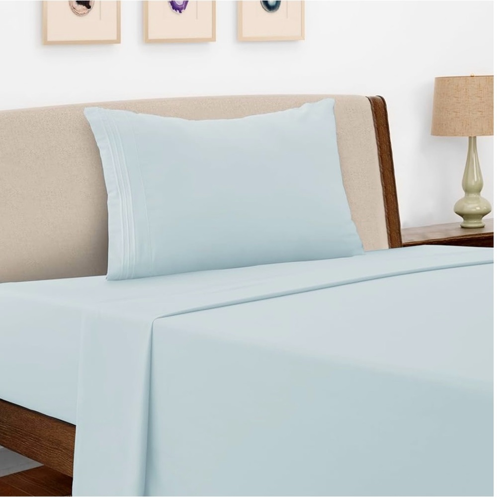 🆕- LDC Lux Decor Collection 4Pc Bed Sheet Set-Queen Ice Blue